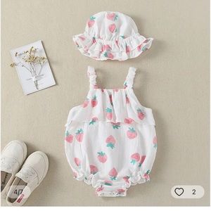 Strawberry Romper and Bonnet
